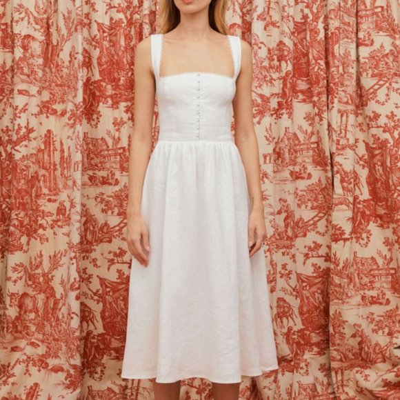 Reformation Tagliatelle Linen Dress Sz6 White - Picture 11 of 12